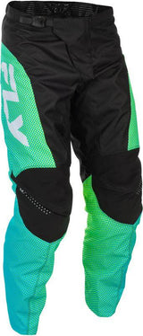 Fly Racing F 16 MX-Hose in Aqua, Schwarz und Weiß, bequem und strapazierfähig für Motocross-Fahrten.