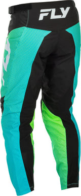 Fly Racing F 16 MX-Hose in Aqua, Schwarz und Weiß, robuste Offroad-Motorradhose mit flexiblen Materialien.