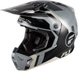 Schwarzer und grauer Fly Racing Formula CP Seal Motocrosshelm mit Visier, aerodynamisches Design, Schutz und Komfort