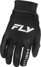 Fly Racing Pro Lite MX-Handschuhe in Schwarz und Silber, leicht und strapazierfähig für Offroad-Motorsport.