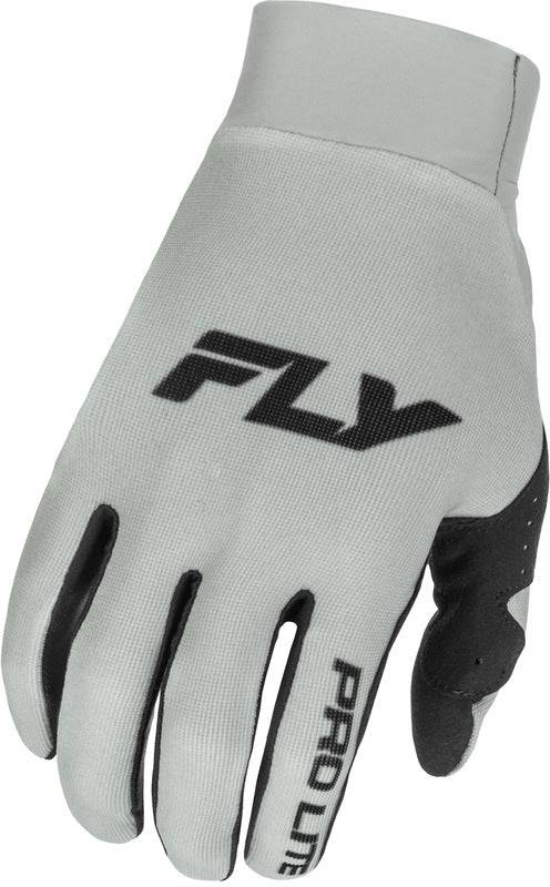 Fly Racing Pro Lite MX-Handschuhe in Grau Schwarz, leichte und atmungsaktive Motorradhandschuhe mit robustem Design.