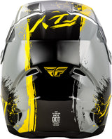 Motocrosshelm Fly Racing Kinetic Drip Jugend, grauschwarzgelb, mit Belüftung und Visier, für jungen Fahrer.