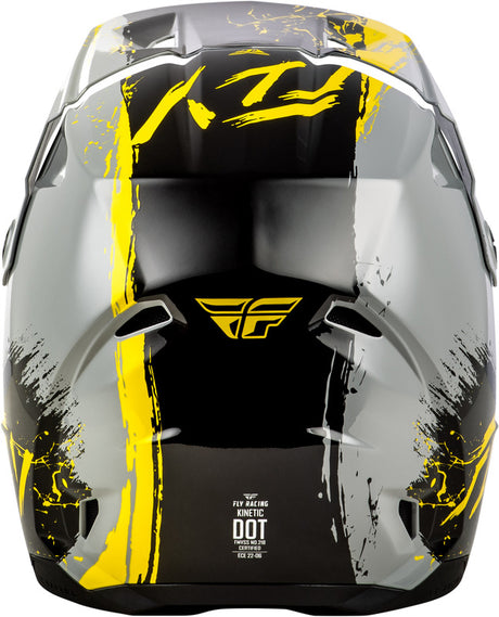 Fly Racing Kinetic Drip Jugend Helm Grauschwarzgelb
