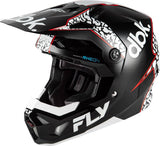 Motocrosshelm FLY RACING Formula Cp Special Edition DBK in Schwarz-Weiß-Rot, mit belüftetem Design und sicherer Passform