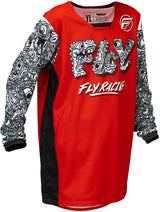 Fly Racing Kinetic Mutant Jugend MX-Jersey in Rot, Schwarz und Weiß mit sportlichem Design und atmungsaktivem Material