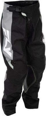 Fly Racing Kinetic Jugend-Motorradhose in Schwarz und Grau, robuste MX-Hose für junge Fahrer, mit gepolsterten Knien