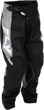 Fly Racing Kinetic Jugend-Motorradhose in Schwarz und Grau, robuste MX-Hose für junge Fahrer, mit gepolsterten Knien