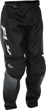 Fly Racing F 16 Jugend-Motorradhose in Schwarz und Weiß, robuste MX-Hose für junge Fahrer, mit verstellbarem Bund.