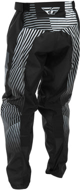 Fly Racing F 16 Jugend-Motorradhose in Schwarz-Weiß, flexible MX-Hose für junge Fahrer, mit Protektoren und atmungsaktivem Material.