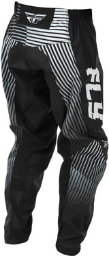 Fly Racing F 16 Jugend-Motorradhose in Schwarz und Weiß, strapazierfähiges MX-Hose für Jugendliche, zeigt Bein- und Hüftdetails