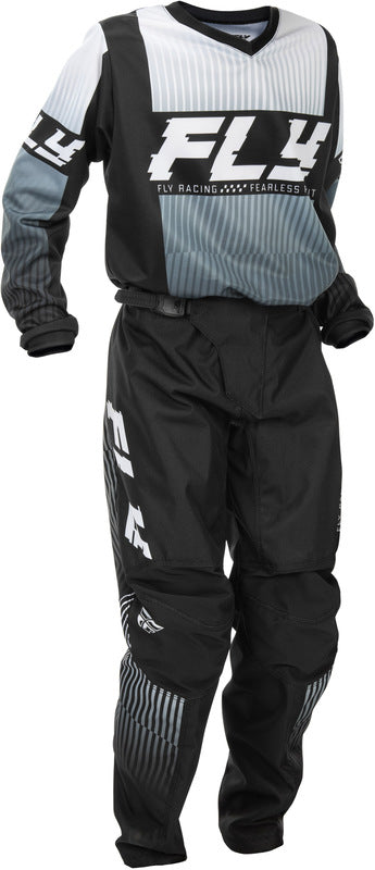 Fly Racing F 16 Jugend MX-Hose in Schwarz und Weiß, strapazierfähige Motorradhose für Jugendliche, mit robustem Material.