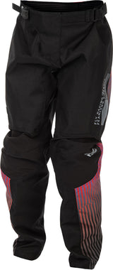 Fly Racing F 16 Jugend-MX-Hose in Schwarz, Rot und Lila, aus robustem Material mit flexiblen Einsätzen für jungen Motorradfahrer.