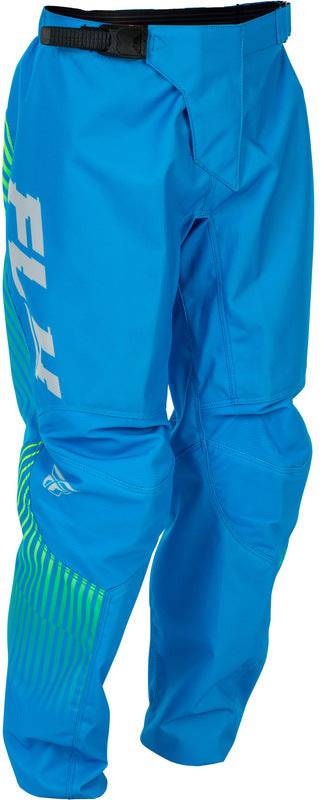Fly Racing F 16 Jugend-MX-Hose in leuchtendem Blau mit Hi-Vis-Design, strapazierfähig und bequem für junge Motocross-Fahrer.