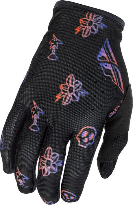 Fly Racing Lite Outline Special Edition Jugend-Motorradhandschuhe in Rot, Schwarz und Violett-Lila, mit robustem Design für MX.