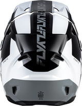Motorradhelm von FLY RACING Kinetic Crest in Schwarz-Weiß-Grau, langlebiges Motocrosshelme mit visier und Belüftung