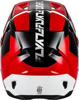Motorradhelm von FLY RACING Kinetic Crest in Rotschwarzweiß mit aerodynamischem Design und Visier für Motocross.