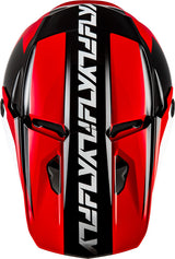 Motocrosshelm FLY RACING Kinetic Crest in Rotschwarzweiß mit Visier und Belüftungsöffnungen, Schutz und sportliches Design