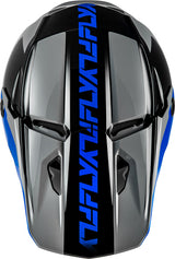 Motocrosshelm FLY RACING Kinetic Crest in Grau, Schwarz und Blau mit visier und Belüftungsöffnungen, aerodynamisches Design