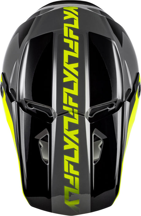 Fly Racing Kinetic Crest Helm Grauschwarzneon Gelb