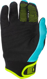 Fly Racing F 16 Youth MX-Handschuhe in Aqua, Schwarz und Weiß, mit gepolsterten Handflächen und flexiblem Material