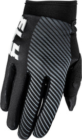 Fly Racing F 16 Jugend-Motocross-Handschuhe in Weiß und Schwarz, mit robustem Design und flexiblem Material.