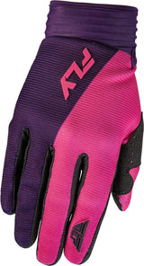 Fly Racing F 16 Jugend-Motocross-Handschuhe in rosa Malve, strapazierfähiges MX-Design für jungen Fahrer.