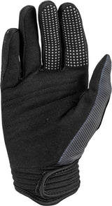Fly Racing F 16 Youth MX-Handschuhe in Grau, Schwarz und Weiß, mit robustem Material und flexiblem Design für junge Fahrer.
