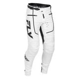 Fly Racing Rayce Jugend MX-Hose in Weiß und Schwarz, robuste Fahrradhose mit gepolsterten Knien für jungen Radfahrer.