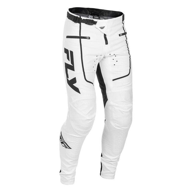 Fly Racing Rayce Jugend MX-Hose in Weiß und Schwarz, robuste Fahrradhose mit gepolsterten Knien für jungen Radfahrer.
