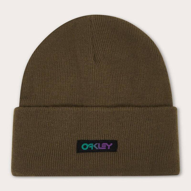 OAKLEY B1B Gradient Patch Beanie in Grün, bequeme Freizeitbekleidung, weiches gestricktes Design, stilvoller Look