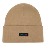 OAKLEY B1B Gradient Patch Beanie in Pebble, bequeme Freizeitmütze mit Farbverlauf und Markenlogo, aus weichem Material