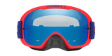 OAKLEY O-Frame 2.0 Pro MX-Brille mit rot-schwarzem Rahmen und Ice Iridium Gläsern, schützt beim Motocross.