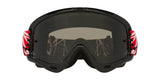OAKLEY O-Frame MX Heritage Brille in Rot mit dunkelgrauen Gläsern, ideal für Motocross, auf einem weißen Hintergrund.