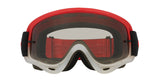 OAKLEY O-Frame MX-Brille mit roten und hellgrauen Gläsern, sportliches Design für Motocross und Off-Road.
