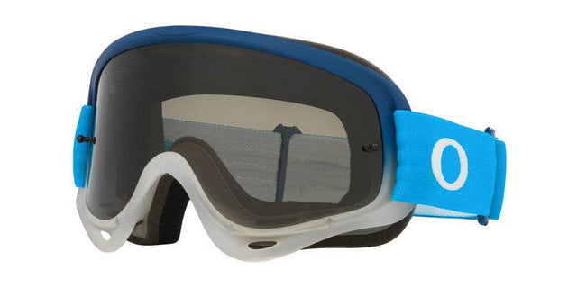 OAKLEY O-Frame MX-Brille in Team Blau mit hellgrauem Glas, robuste Schutzbrille für Mountainbike und Motorsport.