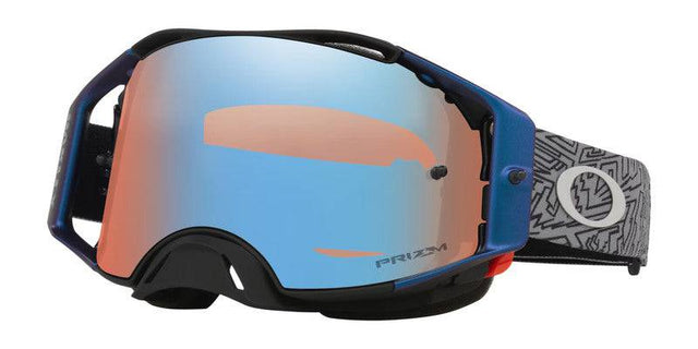 OAKLEY Airbrake MX-Brille mit grauem Rahmen und Strike Prizm MX Sapphire Iridium Glas, für Motocross und Offroad.