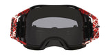 OAKLEY Airbrake MX-Brille in Rot mit dunkelgrauem Glas für Motocross, zeigt Brille mit rotem Rahmen und dunklem Glas.