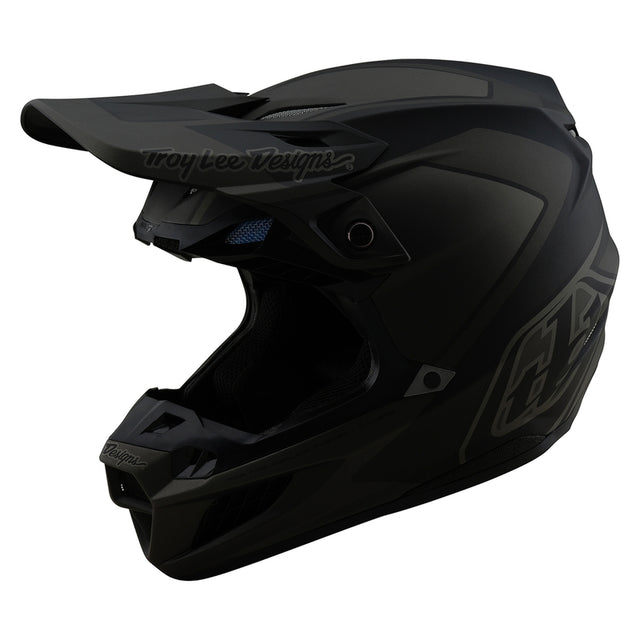 Schwarzer Troy Lee Designs Se5 Composite Mono Motocrosshelm mit Visier und Belüftungsöffnungen, für optimalen Schutz und Komfort