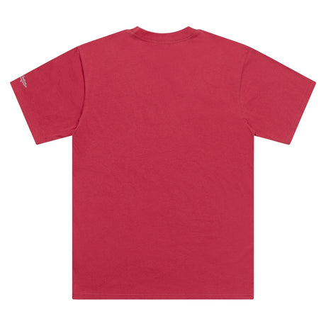 Fuchsia T-Shirt von TROY LEE DESIGNS, Freizeitbekleidung mit Peace Out Druck, bequemes Casual-Design, Nahaufnahme des Designs