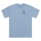 Troy Lee Designs Peace Out T-Shirt in Rauchblau, bequeme Freizeitbekleidung mit Peace-Print, Baumwollmaterial, entspannter Schnitt