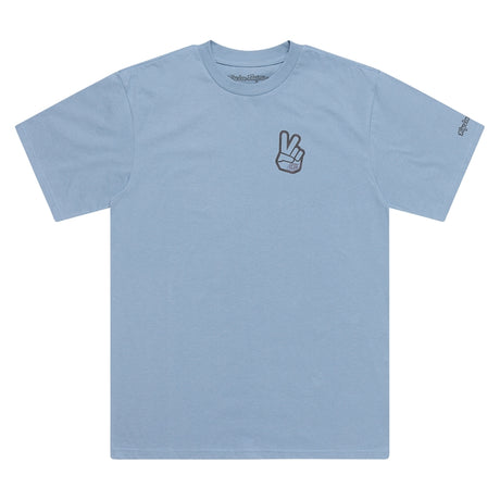Troy Lee Designs Peace Out T-Shirt in Rauchblau, bequeme Freizeitbekleidung mit Peace-Print, Baumwollmaterial, entspannter Schnitt