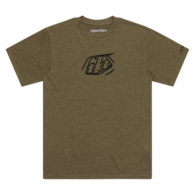 Olivgrünes Troy Lee Designs Badge T-Shirt aus Freizeitbekleidung, mit Logo-Print, bequem und lässig für den Alltag.