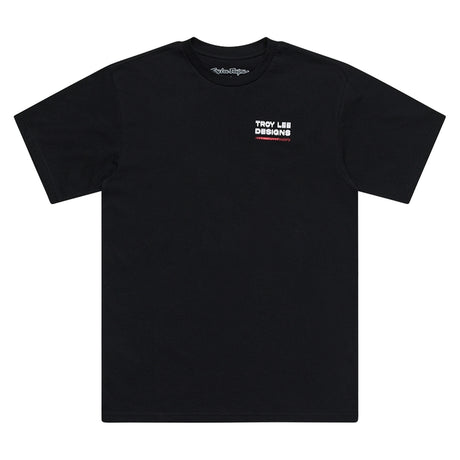 Schwarzes Troy Lee Designs Factory T-Shirt aus Freizeitbekleidung, bequemes T-Shirt mit TROY LEE DESIGNS Logo, frontale Ansicht