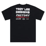 Schwarzes Troy Lee Designs Factory T-Shirt aus Freizeitbekleidung, bequemes Baumwollshirt mit Markenlogo auf der Brust.