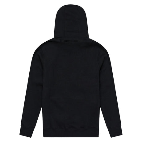 Troy Lee Designs Signature Hoodie in Schwarz, bequeme Freizeitbekleidung mit Logo-Design, auf einem weißen Hintergrund gezeigt.