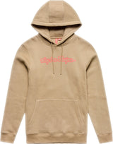 Troy Lee Designs Signature Hoodie Sienna, bequeme Freizeitbekleidung, braune Kapuzenjacke mit Logo, auf einem weißen Hintergrund.