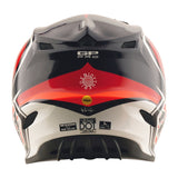 Motocrosshelm von TROY LEE DESIGNS GP Pro Crossover in Dunkelblau und Rot, mit Visier und Belüftungsöffnungen.
