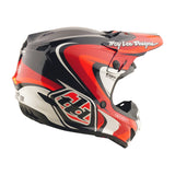 Motocrosshelm von TROY LEE DESIGNS GP Pro Crossover in Dunkelblau und Rot, mit stabiler Schutzschale und Belüftung.