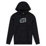 Schwarze Troy Lee Designs Badge Hoodie Freizeitbekleidung mit Logo auf der Brust, bequem und stylisch für lässige Tage.