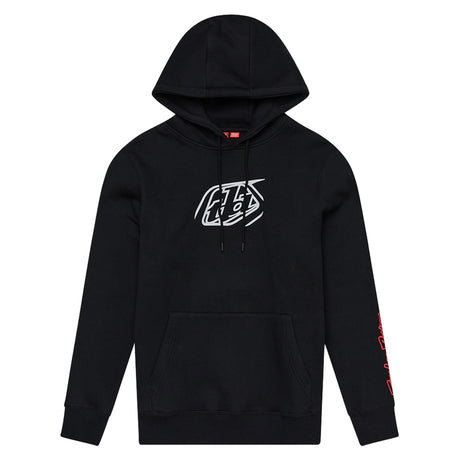 Schwarze Troy Lee Designs Badge Hoodie Freizeitbekleidung mit Logo auf der Brust, bequem und stylisch für lässige Tage.